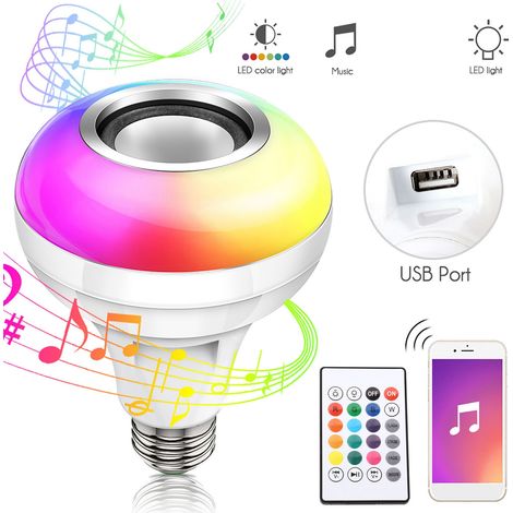 Ampoule LED RGBW Bluetooth Musique 24 touches Télécommande USB Carte (sans carte) E26/27 100-240V AC (1/5)