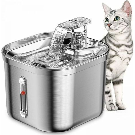 Fontaine a Eau Chat, 2.2L Fontaine INOX, Pompe à Eau Ultra-Silencieuse, Distributeur Eau Chien Lavable au Lave-Vaisselle (1/5)