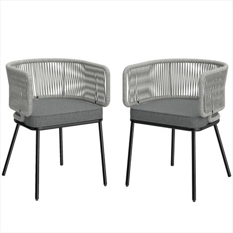 Fauteuil Lot de 2 de Jardin avec Coussin Résine Tressée Acier (1/5)