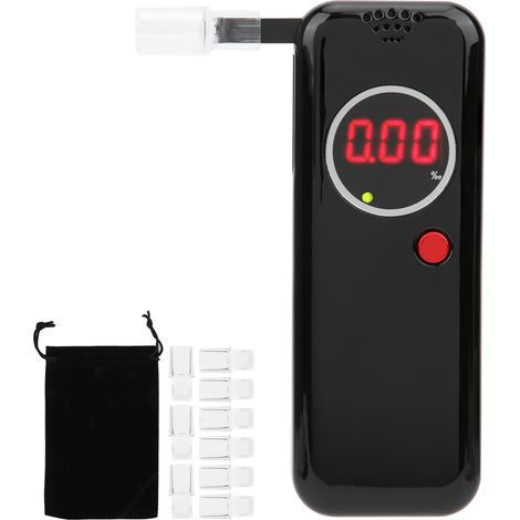Testeur d'alcool numérique LCD éthylomètre analyseur anti-alcoolémie outil de test avec embout buccal noir (1/5)