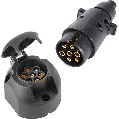 Anhängerstecker, 7-polig, weiblich, für Autoanhänger, Wohnwagen, Fahrradträger (1/2)