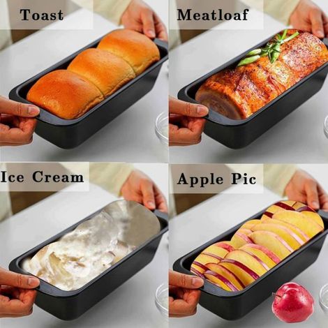 Lot 2 Moules Pain Inox 19x9x6cm, Rectangulaires Antiadhésifs, Pour Four Air Fryer, Pâtisserie (1/4)