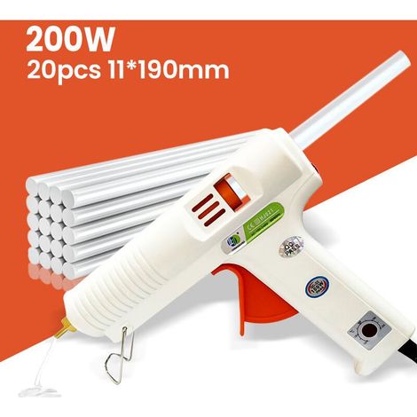 Pistolet a Colle Chaude 200W Temperature Reglable 100�� a 220�� Anti ecoulement Avec 20pcs Batons de Colle 11x190mm (1/5)