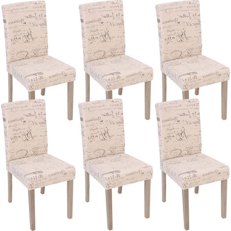 Set 6x sedie Littau tessuto soggiorno cucina sala da pranzo 43x56x90cm scritte piedi color rovere