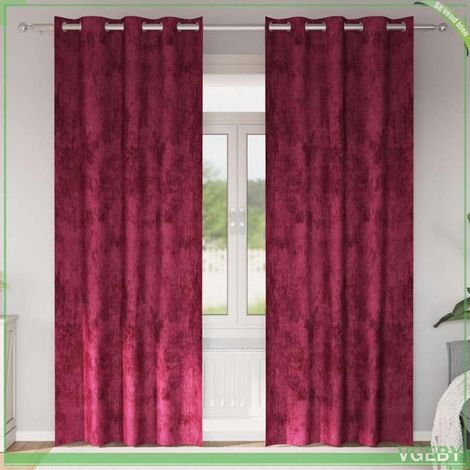 Rideaux en velours - FAFEISY - 4107645 - Rouge bordeaux - 225 x 140 cm - Occultant (1/5)