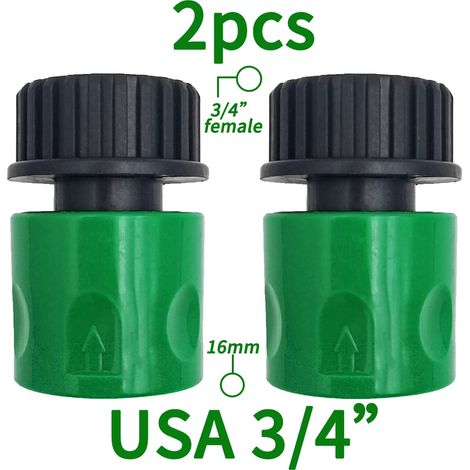 (j-USA-2pcs-3/4'') Raccord rapide EURO USA 3/4 pouce mâle pour tuyau d'arrosage, compatible avec les systèmes d'irrigation goutte à goutte. (1/5)