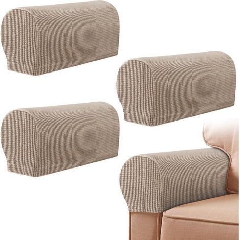 Housses extensibles pour accoudoirs de canapé, antidérapantes, anti-rayures, marron, pour formes carrées, courbes et inclinées, lot (1/5)