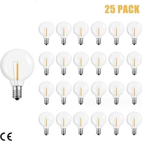 G40 Ampoules Remplacement G40 Ampoule De Tungstene Lampe 1W 220-240V Ampoule Globe Clair E12 Ampoules De Base, 25 Pack, jaune chaud（2200k） - RWAmpoule spécifique (1/4)