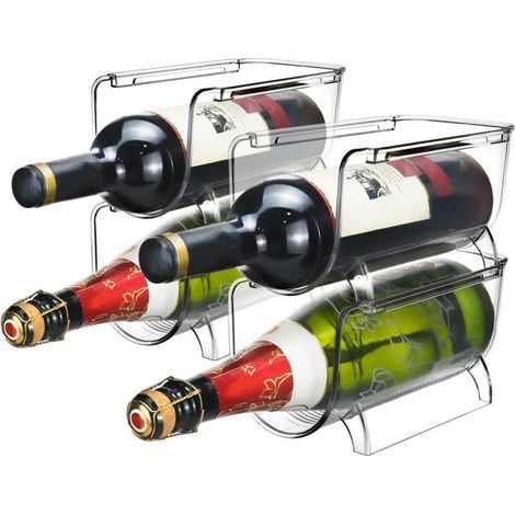 Porte-Bouteilles empilable pour 4 Bouteilles, Range Bouteille Transparent, Universel pour Cuisine, réfrigérateur et Cave (1/5)