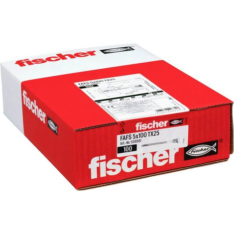 Fischer 558881 FAFS Vite di registro 5 mm 100 mm Impronta T Acciaio 100 pz.
