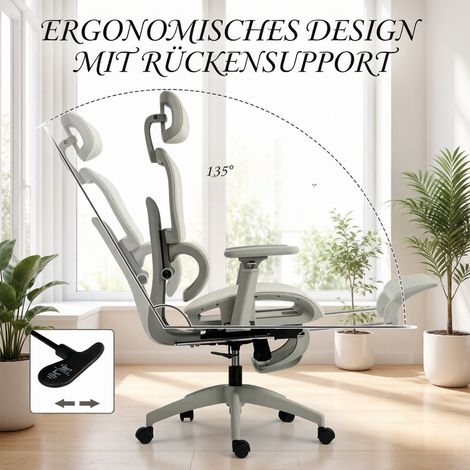 Chaise d'écriture ergonomique en maille, chaise d'écriture découpable, chaises 3D, appui-tête réglable (uniquement avec 1 chaise d'écriture) (1/4)