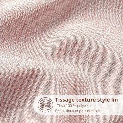Rideau de Douche Lin avec Anneaux en Métal Imperméable Anti-Moisissures Polyester Tissu Rideau Salle de Bain Lourd pour Baignoire Cabine de Douche - 182x182CM (Rose) (1/5)