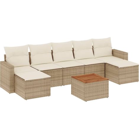 Maison Exclusive - Juego de sofás de jardín con cojines beige 8 p (1/3)