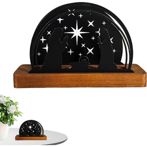 Bougeoir De La Crèche Saint Religieux Crèche en Fer Creux Design Décor Porte-Bougie Avent Noël pour Table Fenêtre Porche Patio Jardin Cuisine Bureaux Portail (1/5)
