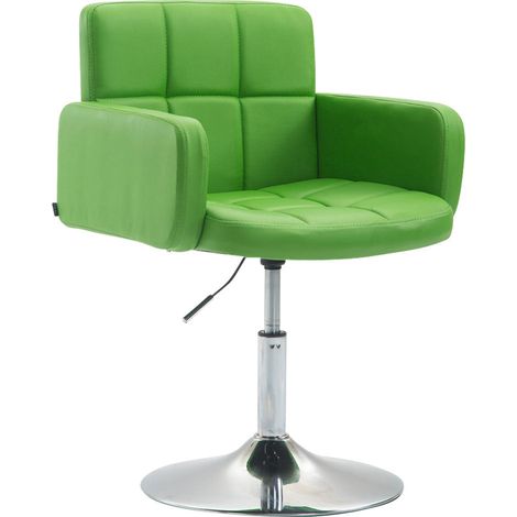 Poltrona lounge con braccioli imbottiti girevoli a 360° in PVC verde e metallo cromato 100002803