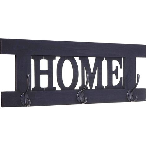 Appendiabiti da parete vintage home in legno grigio scuro con 3 ganci 21 x 55 cm MED04066