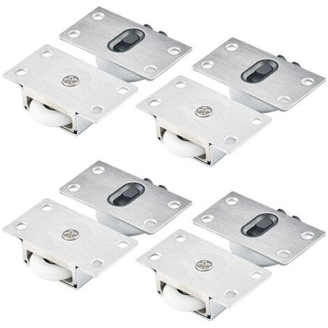 4 Paires Roues à Rouleaux pour Armoire Roues à Rouleaux pour Porte Coulissante Roulettes Placard Coulissant Galet de Armoire Porte Galet de Roulement-INHHUB