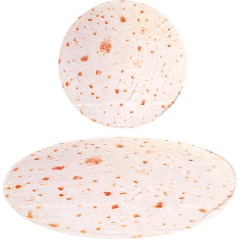 Couverture en flanelle à motif tortilla mexicaine, couverture taco/tortue, couverture pizza, environ 127 cm de diamètre. (1/5)