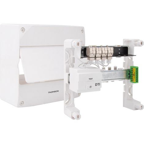 Thomson – Coffret de communication DTI Grade 2 CAT6 – 4 connecteurs RJ45 – Compatible GTL toutes marques – Montage facile sur mur