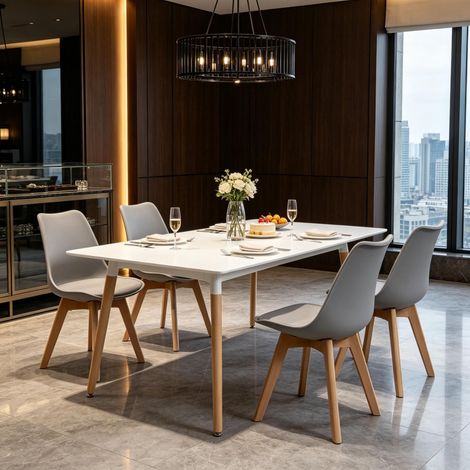 Chaise élégante à la forme ergonomique, chaise fonctionnelle, chaise de bureau, chaise de salon, chaise de conférence, chaise de réception (lot de 4 chaises uniquement) (1/5)