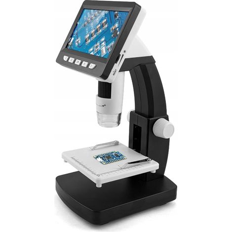 Microscopio digitale Inskam 306-B 1000x con schermo LCD da 4,3" FullHD 1080p, 2 Mpx e porta USB.