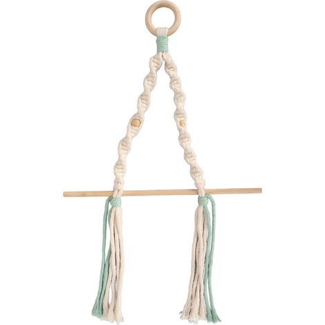 Porte-serviettes en macramé élégant, installation facile, pour cuisine, salle de bain ou bureau, en corde de coton résistante. (1/5)