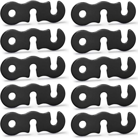 (Noir) 10 tendeurs de corde de tente en alliage d'aluminium pour tente de camping et de pique-nique (1/5)