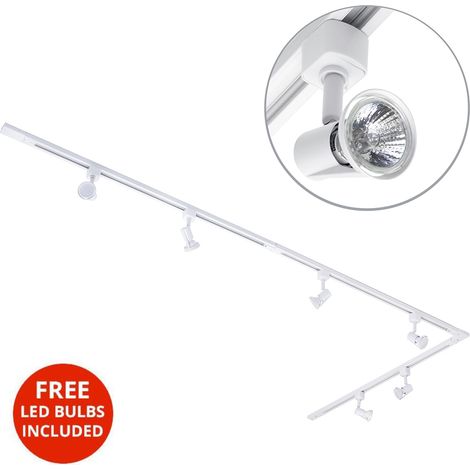 Litecraft 3 Metre L Shape Track Light With 6 Harlem Fixture & LED Bulbs - White (1/2)