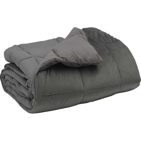 Winterbettdecke Gepolstert Hellgrau 140 x 220 cm Mikrofaser vidaXL