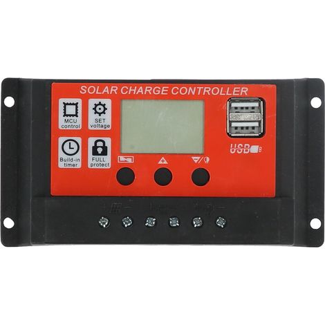 Régulateur de charge solaire PWM 60A 12V/24V, contrôleur de batterie 8 étages avec écran LCD pour système photovoltaïque (1/5)