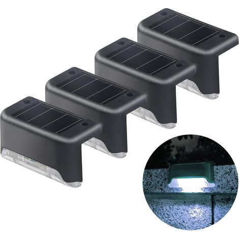 Rowoythk – Set mit 4 wasserdichten LED-Solarleuchten – Automatische Beleuchtung – Einfache Installation für Treppen, Terrassen und Gärten (1/5)