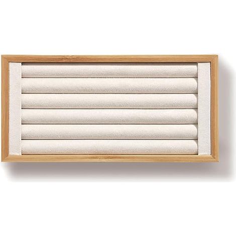 Présentoir à bagues en bambou, présentoir à bijoux, étagère de rangement, idéal pour la vente de bagues et de boucles d'oreilles (beige) (1/5)