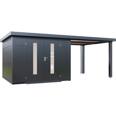 Finnhaus Wolff Metall-Gerätehaus "Elvar 5930", anthrazit, 586 x 300 cm (1/5)
