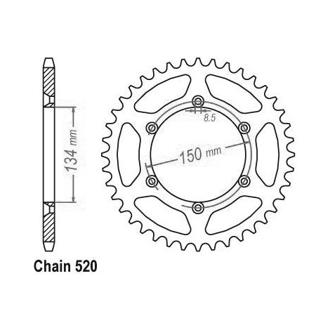 Couronne Acier TT Kawasaki-Suzuki - 520 - 46 Dents - Similaire JTR460 - Made in Germany