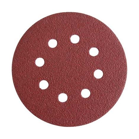 DISCO ABRASIVO FIBRATO VELCRATO 8 FORI IMPERIAL - MM 125X22,2 GRANA 180 CF=PZ 6- 6 confezioni