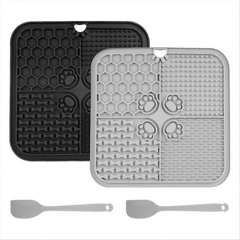 Lot de 2 tapis à lécher pour chat, 20 x 20 cm, avec ventouses, idéal pour l'alimentation au beurre et au yaourt. (1/5)