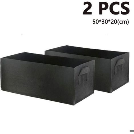 Set of 2 non-woven grow bags with handles, for potatoes, tomatoes, and strawberries, in black. (1/4)