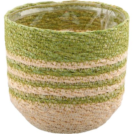 GASPER CREATIV home Übertopf Grün & Natur mit Folienauskleidung Ø 12 cm - Seegras