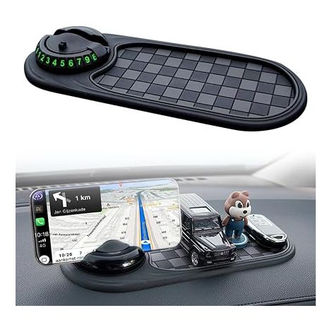 Tapis antidérapant monté sur véhicule Tapis antidérapant voiture support de téléphone tapis rotatif antidérapant tableau de bord stationnement temporaire (1/5)