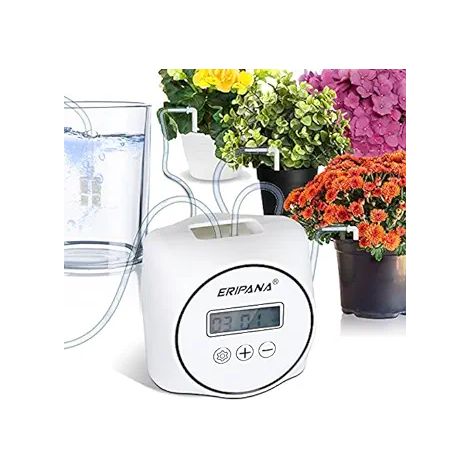 Système d'arrosage automatique pour plantes en pot, programmateur d'eau intérieur avec écran LCD, kit de goutte-à-goutte pour plantes d'intérieur, tuyau révisé (1/4)