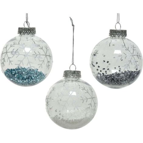 Sfera trasp.decorazione glitter colori assortiti diam. mm 80 (1/2)
