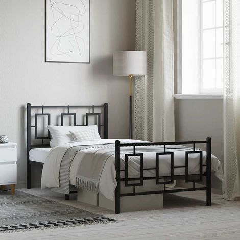 Metal Bed Frame without Mattress with Footboard Black 90x200cm vidaXL (1/5)