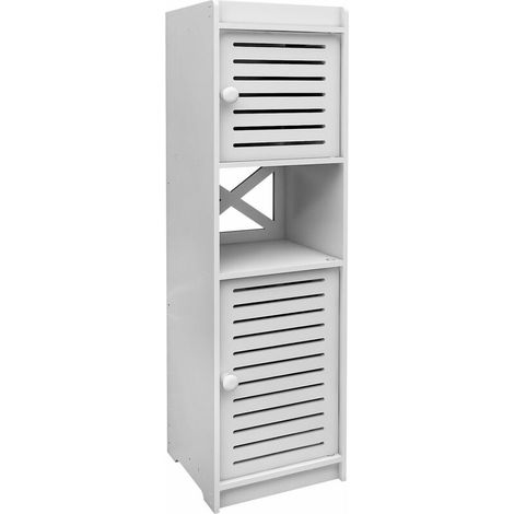 – Armoire de salle de bain blanche étanche – 22 x 20 x 75 cm – Meuble de rangement stable et durable – Design élégant pour petits espaces (1/5)