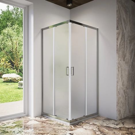 Cabine de douche 80x80 cm d angle coulissante en verre imprimé 6 mm h185 Tonga