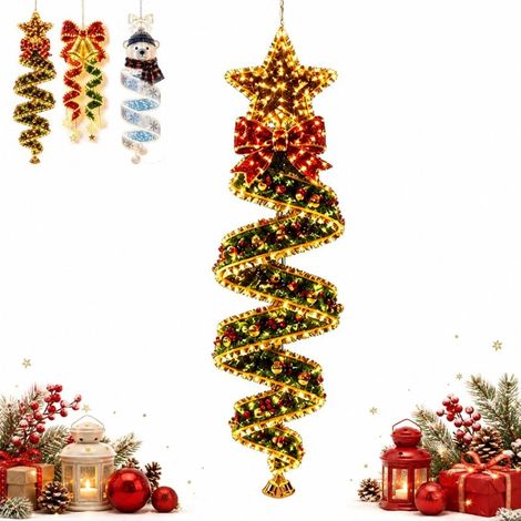 Irovami Lustre spirale de Noël, décoration LED pour porche, étoile à cinq branches (1/5)