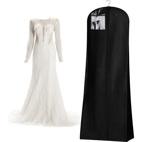 Housse de Robe de Mariée 72" Respirantes Housses de Vêtements Anti Poussière Sac de Vêtement pour Costumes de Danse Manteaux Robe de Soirée 180 x 80 x22cm (Noir) (1/5)