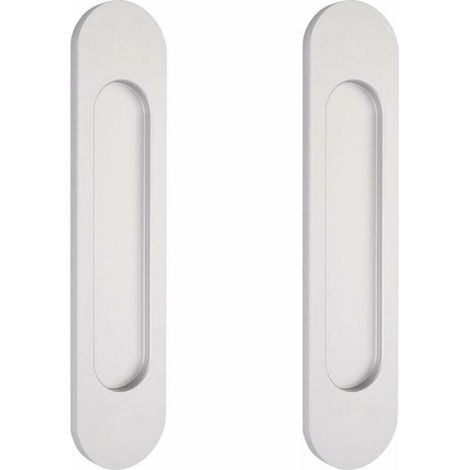 Self-adhesive oval sliding door handles silver (15cm), flush-mounted made of aluminum, no drilling required (1/4)