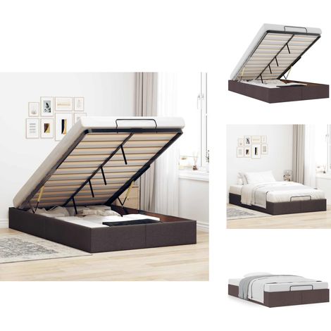 Cadre de lit ottoman sans matelas marron foncé 120x190 cm tissu - Cadre De Lit Ottoman - Cadres De Lit Ottomans - Cadre De Lit - Cadre De Lit Avec Rangement (1/5)
