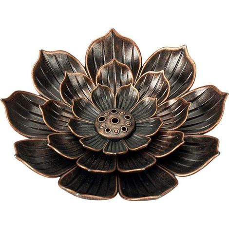 Brûleur d'encens Lotus - Porte-encens à 6 trous, brûleur d'encens d'aromathérapie à double usage avec récupérateur de cendres amovible