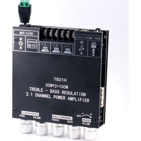 Module amplificateur Bluetooth 2.1 canaux, carte d'amplification audio avec caisson de basses et contrôle par application, compatible avec téléphone, PC, lecteur CD et système audio domestique (1/5)